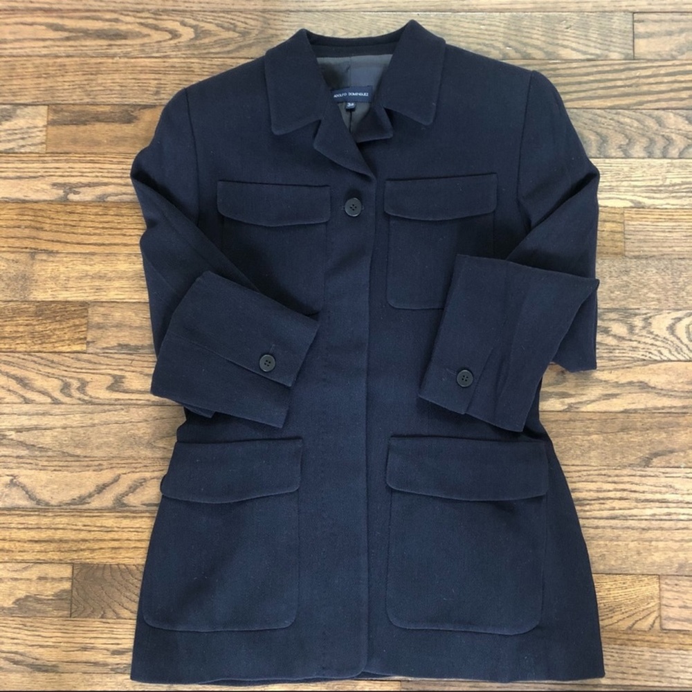 Adolfo Dominguez wool blazer Navy sz 6 - Picture 5 of 13